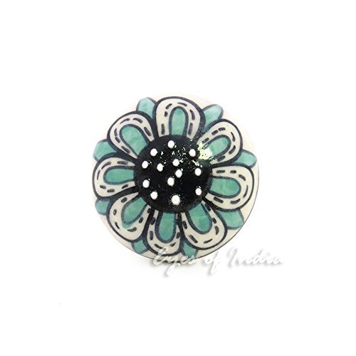 Eyes of India - Cerámica Gabinete Puerta Armario Cómoda Pomos Tiradores Decorativo Shabby Chic de Colores Boho Bohemio - Azul, Set of 2