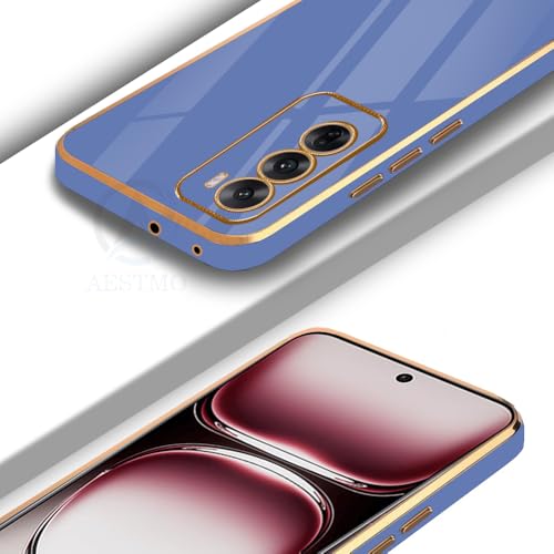 Image of AESTMO Back Case Cover for Oppo Reno 12 Pro 5G Back Cover | Gold Electroplating Chrome | Raised Edges | Super Soft-Touch | Bumper Back Case for Oppo Reno 12 Pro 5G (Gold & Blue)