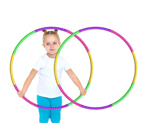 UQTUKO Hula Hoop Reifen Kinder, 2 Stück Bunter Kinder Hula Hoop 8...