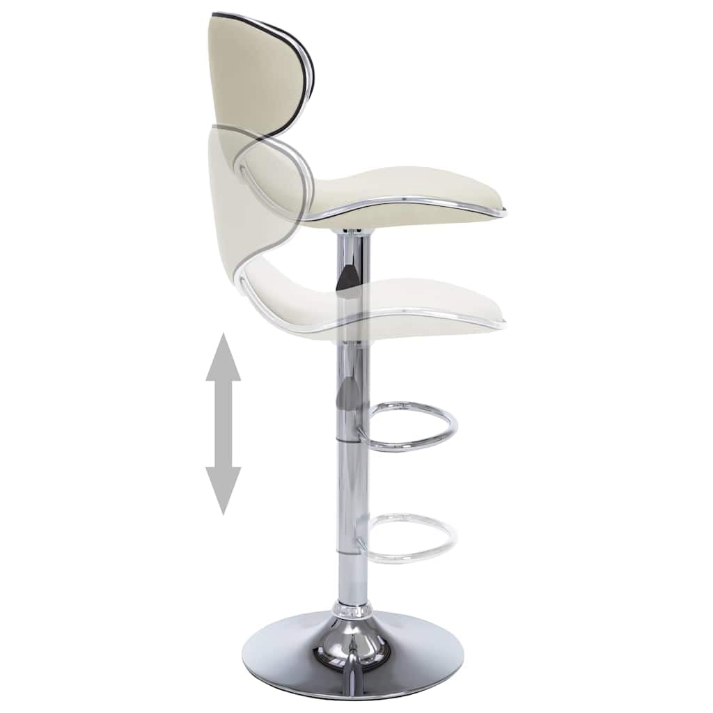 Sillas de bar 2 piezas Cuero Piel Crema Ajustable Girar