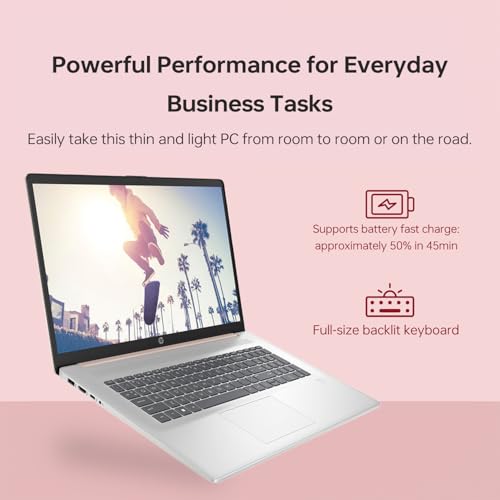 Image of HP 2024 17t Business Professional Rose Gold Laptop, 17.3 inch HD+ Touchscreen, Intel Core i5-1335U, 32GB RAM, 1TB SSD, Webcam, FP Reader, Backlit KB, HDMI, Wi-Fi 6, Windows 11 Pro