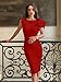 VASAUGE Women's Elegant Formal Bodycon Ruffle Sleeveless Midi Cocktail Party Dress, Medium, Red