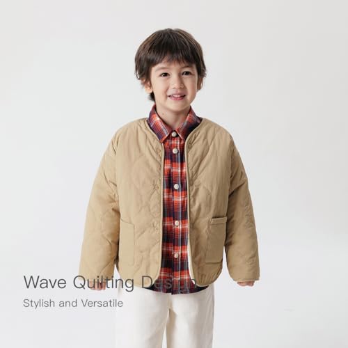 marc & janie Boys Girls Long Sleeve Button Padded Jacket Water Wave Quilted Thick Outerwear Soft Warm Tops 2311694