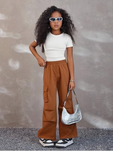Image of Azmxynol Tween Girls Clothes 2 Piece Outfit T-Shirt Top + Cargo Pants, Teen Girl Trendy Clothing Set, Sizes 7-15 Years
