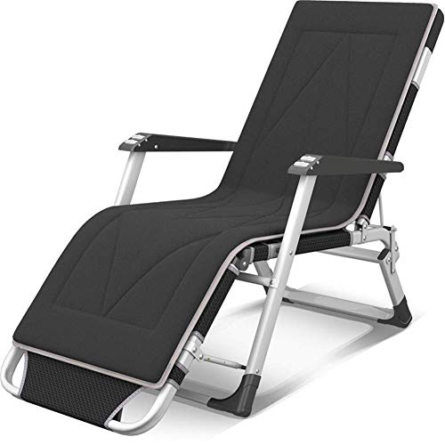Tumbona de metal plegable para jardín, resistente al óxido, con tela transpirable, reposapiés de 3 posiciones, almohada gratis, 178 cm x 66 cm x 28 cm
