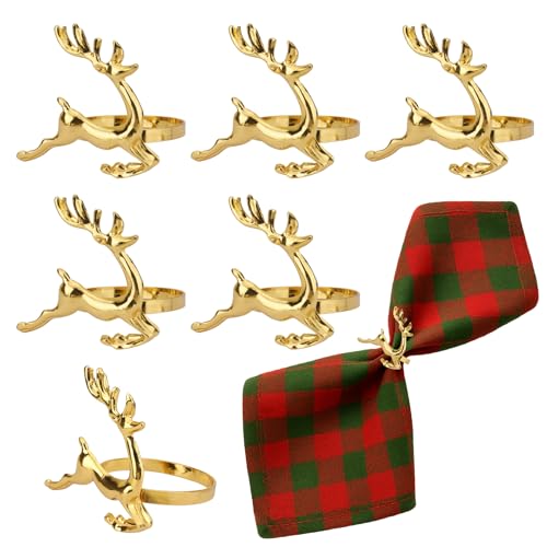 6 Stück Elegante Serviettenringe Gold Rehkitz- Metallische Hochzeit &...