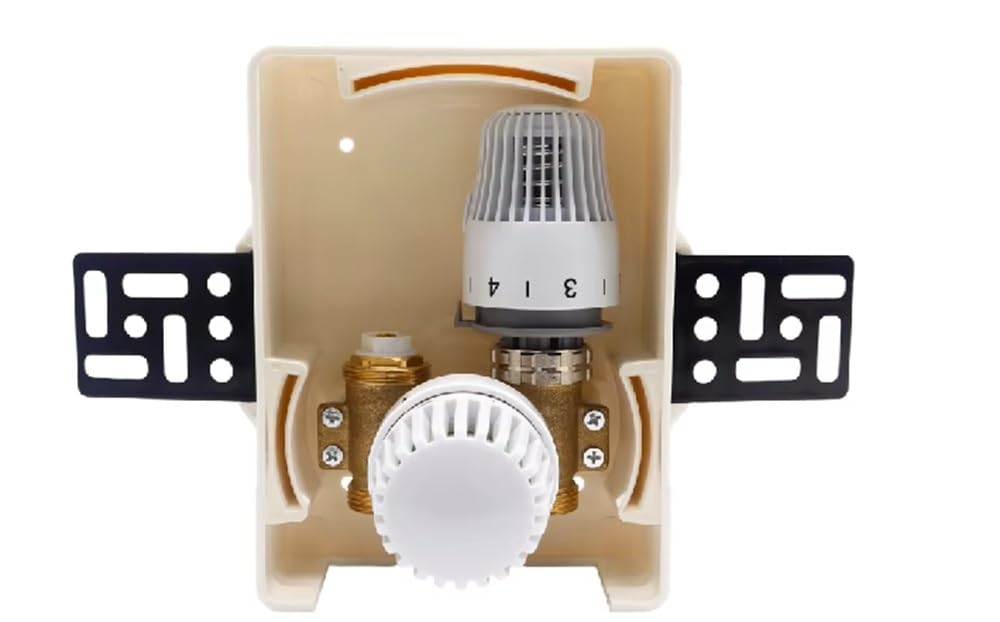SHK-KONTOR Multibox K-RTL Unterputz-Wandeinbaukasten, Weiß RAL 9016, mit Thermostatventil und Rücklauftemperaturbegrenzer, Einbautiefe 60 mm, für Einzelraumtemperaturregelung