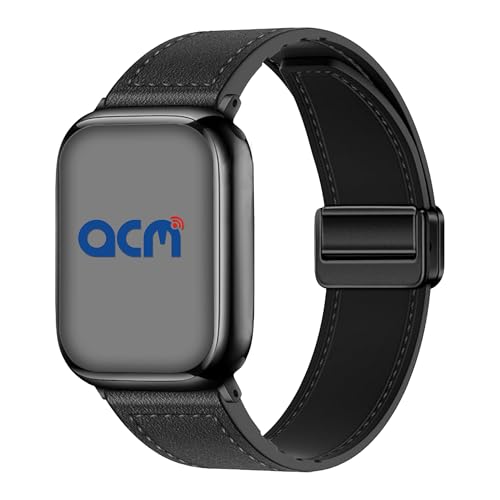 Image of ACM Watch Strap Leather Magnetic Silicone 22mm compatible with Noise Colorfit Pro 6 Max Smartwatch Belt Luxury Band