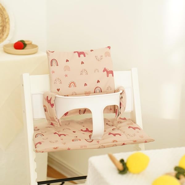 Image of Baby Cushion Set Soft and Comfort High Chair Cushion for Infant, Toddler High Chair Accessories Easy to Clean and Install, DJ Pink