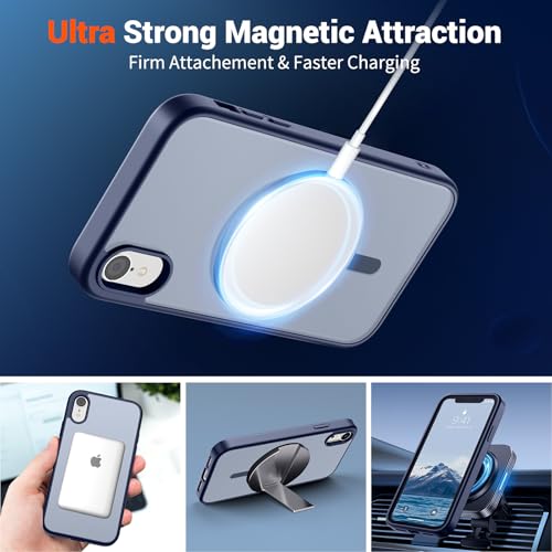 SUPFINE Magnetic for iPhone XR Phone Case(Compatible with MagSafe)(Military Grade Drop Protection) Slim Translucent Matte Shockproof with Anti-Fingerprint Phone Case,Navy Blue