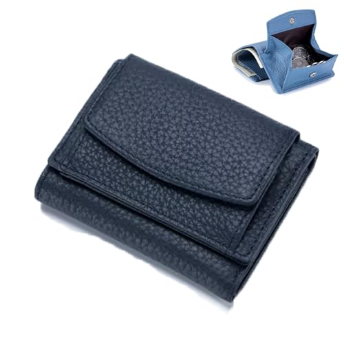 Houtangduty Mini Wallet, Houtndguter 2025 New Leather Rfid Blocking Card Holder Organizer Pocket Mini Wallet (Blue)