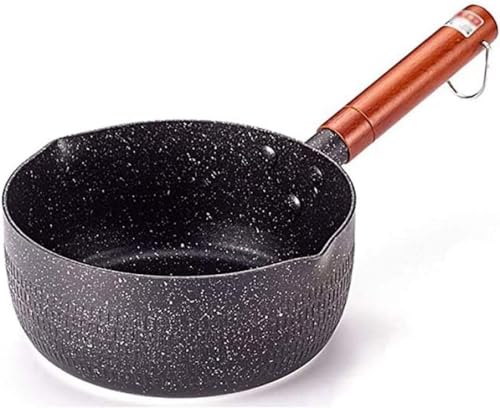 CHFYIJYHM Olla de leche antiadherente para el hogar, cacerola de cerámica antiadherente, mini olla antiadherente para leche, olla con mango largo, diámetro de la olla: 18 cm (diámetro de la maceta: 22