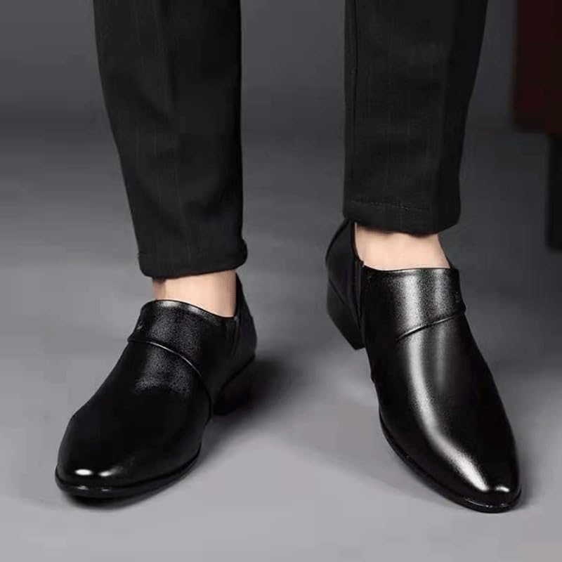 Men's Leather Platform Oxfords Mens Business Casual Loafers Patent Leather Formal Oxford Slip On Dress Shoes2