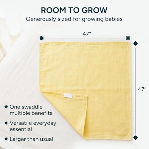 Image of Muslin Swaddle Blankets for Newborns, 3 Pack Multipurpose 100% Organic Cotton, Ultra Soft Breathable Receiving Blanket 47 x 47 inches, Swaddle Wrap for Baby Boys & Girls
