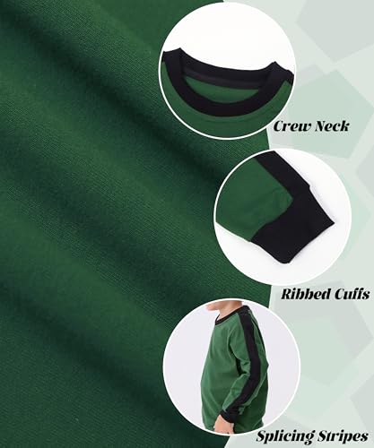 Image of GFQLONG 3 Pack Toddler Boy Girl Cotton Crewneck Sweatshirt Kids Lightweight Long Sleeves with Stripe Fall Fashion Tops