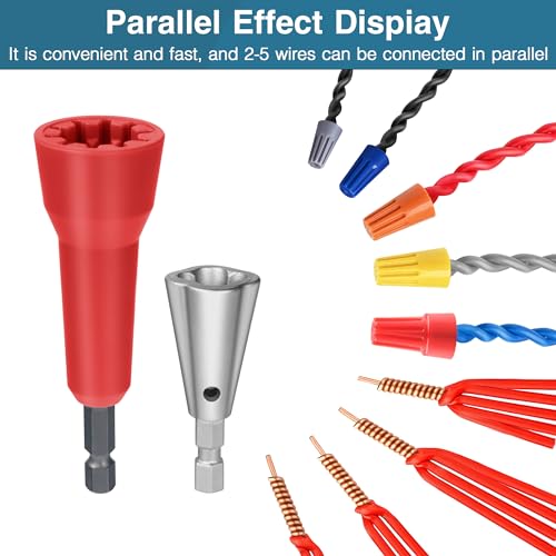 Image of Wire Nut Twister,Wire Twisting Tool,Wire Nut Twiter for Drill,Spin Twist Wire Connector Socket,Wire Connector Driver with 1 /4 inch Chuck,Wire Stripping and Twisting Tool(Wire Nut Twister Red)