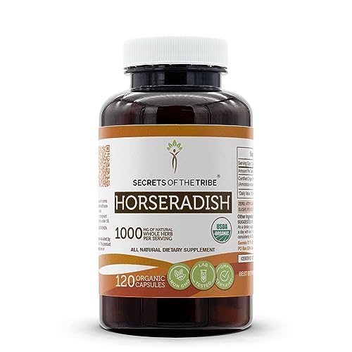 Secrets of the Tribe Horseradish USDA Organic | Made with Vegetarian Capsules and Certified Organic Horseradish (Armoracia rusticana) Dried Root (120 Capsules)