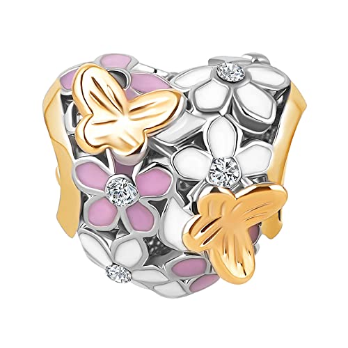 Flower and Butterfly Charm Compatible With Pandora Charms Bracelets2