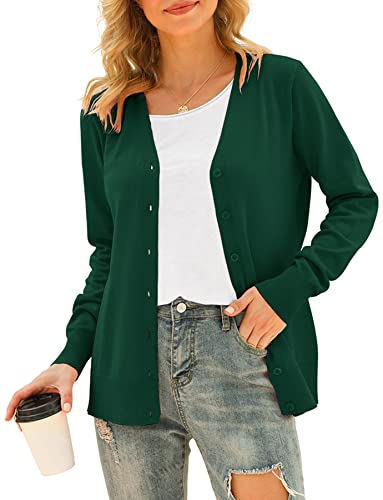 Image of VIISHOW Women Long Sleeve Button Down V Neck Lightweight Basic Knit Sweater Cardigan