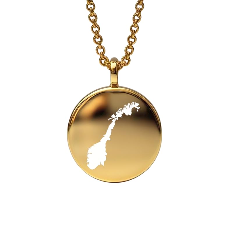 Pendentif carte de la Norvège gravé, médaille d'orfèvrerie fine