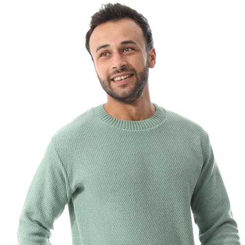 بلوفر من أندورا برقبة مستديرة للنساء، قصة عادية وأكمام طويلة، مصنوع من الأكريليك، أخضر منت، مقاس كبير