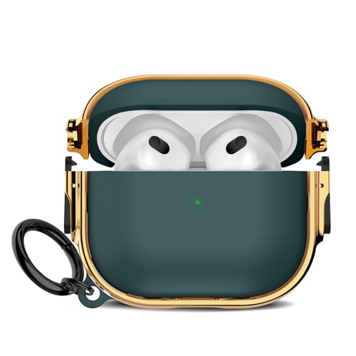 Maxjoy for Cute AirPods 3 Case (2021) with Safety Lock,Compatible Plating Solid Color AirPod 3rd Generation Case for Men Women Girly with Keychain-Green by Maxjoy - Used condition - US$8.61
