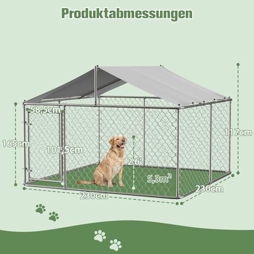 Hundezwinger 230x230cm 32mm Stahl Dach-2