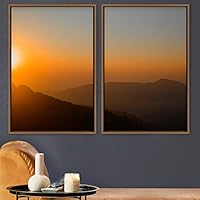 2 Piece Framed Canvas Wall Art Sunset in The Mountains Canvas Prints Home Artwork Decoration for Living Room,Bedroom - 16