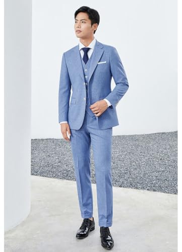Men's Single Breasted Suit 3-Piece Notch Lapel Jacket Vest Pants Business Casual Dinner Tuxedos4