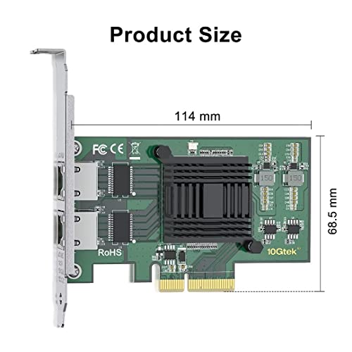 10Gtek for Intel I350AM2 Controller 1.25G Gigabit Ethernet Converged Network Adapter (NIC), Dual Copper RJ45 Ports, PCIE 2.0 X4, Same as Intel I350-T2 - Image 5