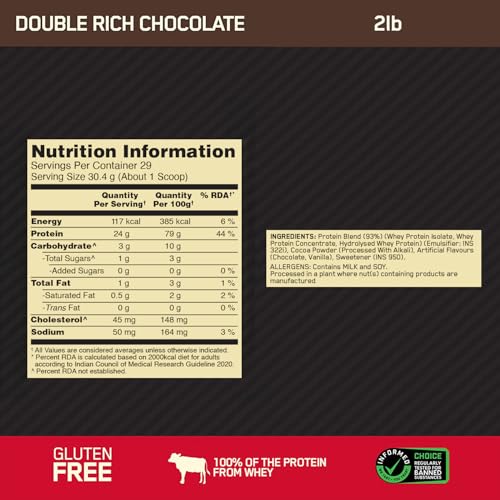 Image of Optimum Nutrition (ON) Gold Standard 100% Whey Protein Powder 907g (Double Rich Chocolate) + Micronized Creatine Powder 250g, 65 Serves, Citrus Orange, Muscle Recovery, Strength & Performance