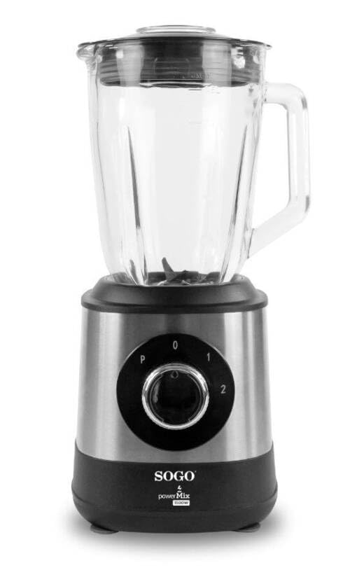 SOGO Batidora de Vaso – Licuadora de Vidrio 1,5 L, 600 W con Cuchillas Acero Inoxidable, 2 Velocidades + Pulso y Jarra Graduada
