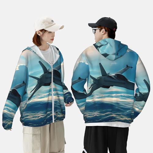 Veste à capuche fermeture éclair intégrale motifs avions - 6