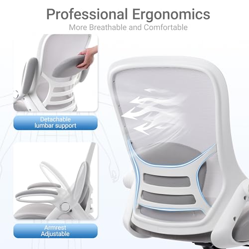 Image of HYLONE 400lbs Heavy Duty Drafting Chair 5 inch Thickened Seat Office Chair with Flip-Up Armrests Tall Ergonomic Computer Chair with Lumbar Support and Adjustable Footrest Ring Standing Desk Chair (Grey)