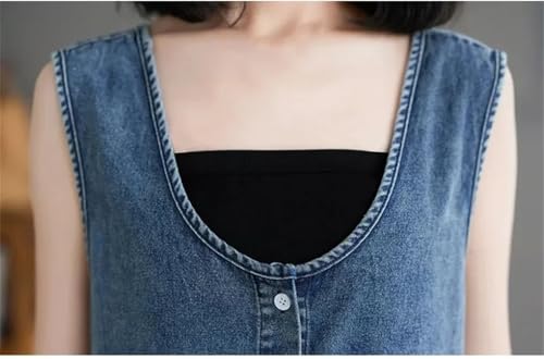 Women's Sleeveless Slim Fit Casual Denim Dress Loose Vest Dress3