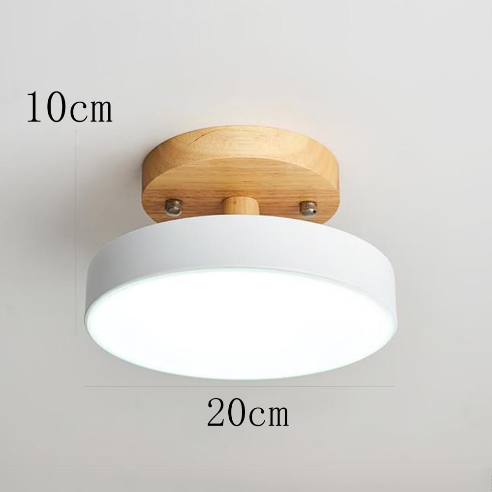 Plafonnier Luminaire Nordique LED, Plafonniers Led Modernes Ronds En Bois Intérieur Ø18cm IntéRieur 13W métal Pour d'enfant chambre à coucher Salon Cuisine Salle À Manger Couloir Bureau (Blanc(13W))