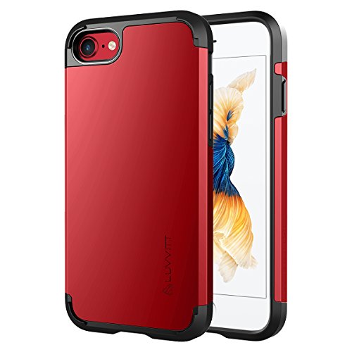 LUVVITT [Ultra Armor] Shock Absorbing Case Best Heavy Duty Dual Layer Tough Cover for Apple iPhone 8 / iPhone 7 / iPhone SE 2020 - Red