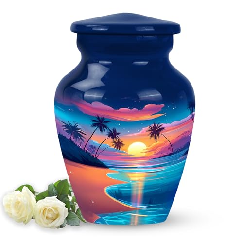 Image of Beach Urn - Decorative Urn for Human Ash - 3 Inch - Pack of 1 - Memorial Keepsakes for Human - Cremation Urns for Mom & Dad - Funeral Urns for Ashes