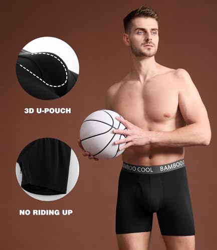 Image of BAMBOO COOL Men's Ultra ComfortSoft Underwear, Moisture Wicking & Breathable No Ride Up Boxer Briefs with Fly, Multipack