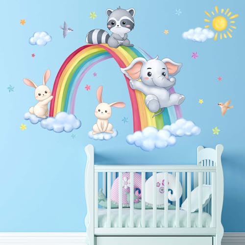 Vinilo Decorativo Animales Arcoíris para Pared 44x33 in