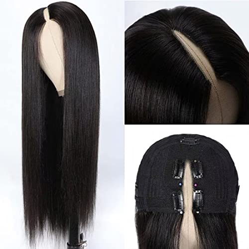 U Part Wig Human Hair Straight Upgrade U Part Glueless Wig for Black Women Natural Scalp Quick Style Everyday Hairstyle Vacation Ready Party Occasion 150% Density 20 Inch - Image 2
