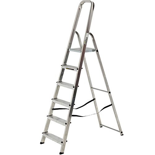 Aluminium Step Ladder EN131 Folding Platform Steps Grab Rail Youngman Atlas Stepladder (6 Tread)