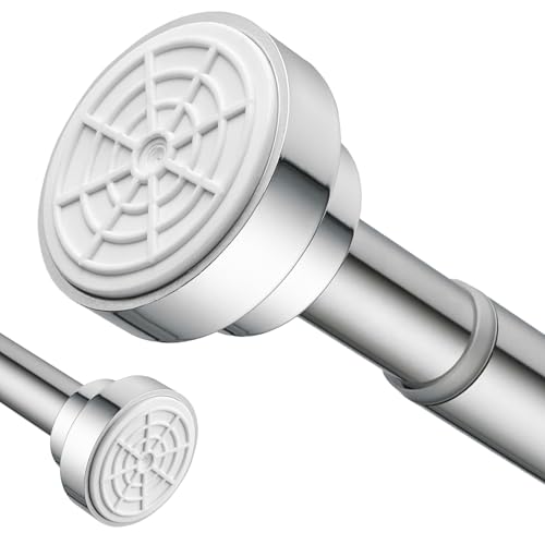 Stainless Steel Extendable Shower Curtain Pole 83-130cm Tension Rods for Curtains Telescopic Curtain Poles No Drilling Adjustable Shower Curtain Rail for Kitchen Cupboard Closet Bathroom Window