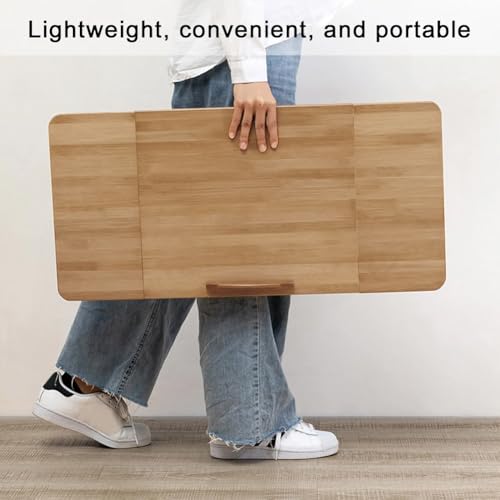 CuisinSmart Foldable Lap Desk with Adjustable Angle & Height, Bamboo Laptop Bed Tray, Portable Bed Table for Dorm Room, Floor Desk for Breakfast, Reading, Writing - Thumbnail 5