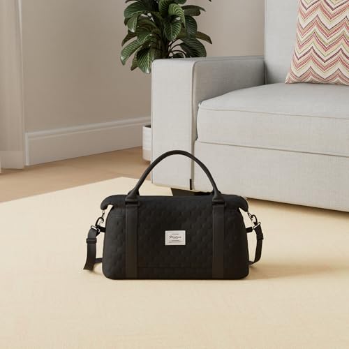 Sport Gym Duffel Bags for Women Black Cute Travel Weekender Tote Bag with Toiletry Bag Carry On Bag Overnight Bag with Wet Pocket Hospital Bag for Labor and Delivery2