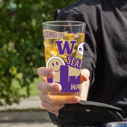 Image of Logo Brands NCAA 16 oz Pint Glass - Durable Glass With Bold Team Color- Chip-Resistant Rim Drinkware For Fans, Tailgates, Home Bars & Everyday Use