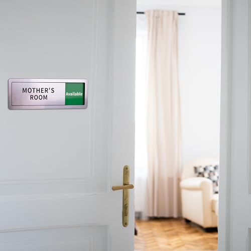 Image of Mother's Room Door Signs, Do Not Disturb,Breastfeeding Door Sign, In Use /Available Slider Sign for Lactation Room, Privacy Vacant Occupied Nursing Signs，Brushed Silver
