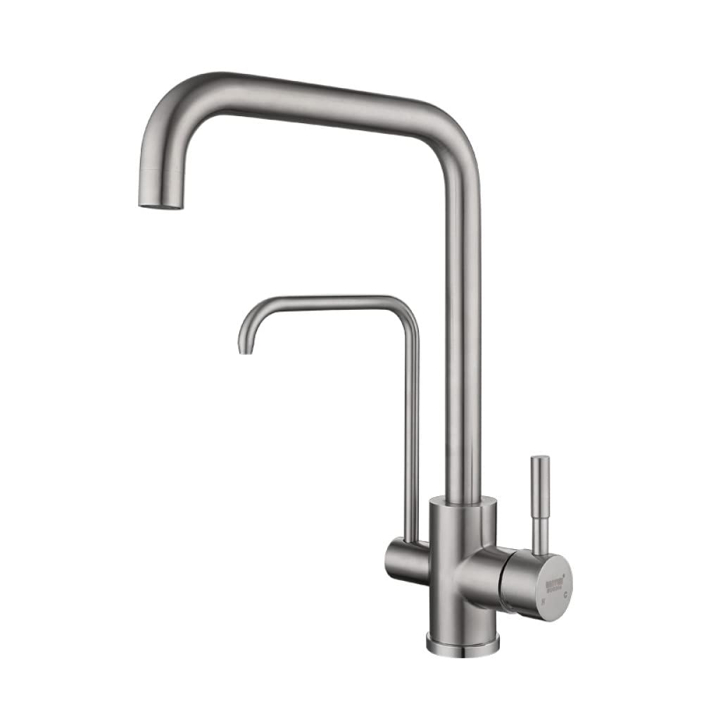 Robinet de filtre à eau de cuisine mitigeur évier trois voies en nickel brossé