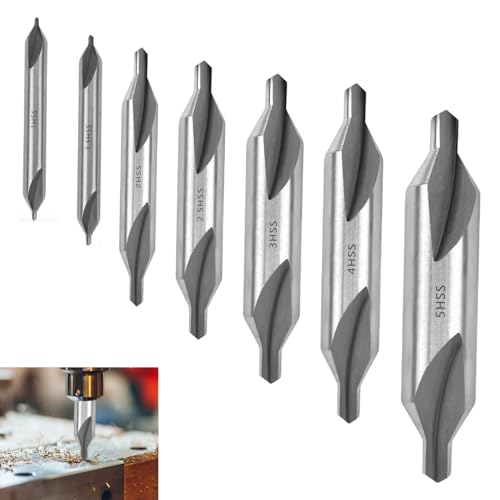 7 Stück Zentrierbohrer Bohrer Set HSS Metall Zentrierbohrer Center Drill Bit 60 Grad Holz Drehbank Zubehör für Metallbearbeitung Drehmaschine (1/1.5/2/2.5/3/4/5mm)
