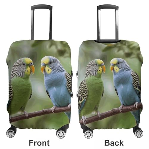 Blue And Green Parakeets Travel Luggage Cover Anti-scratch Suitcase Cover Elastic Suitcase Protective Cover Fits 19-32 Inch Luggage XL3